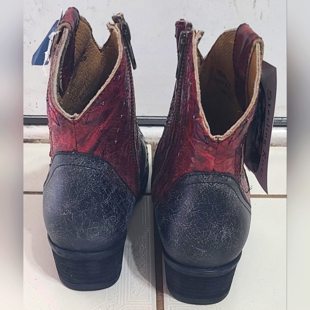 Sterling River Womens Zip Cowboy Bootie NWT Leather Sz 11 med - Picture 4 of 8